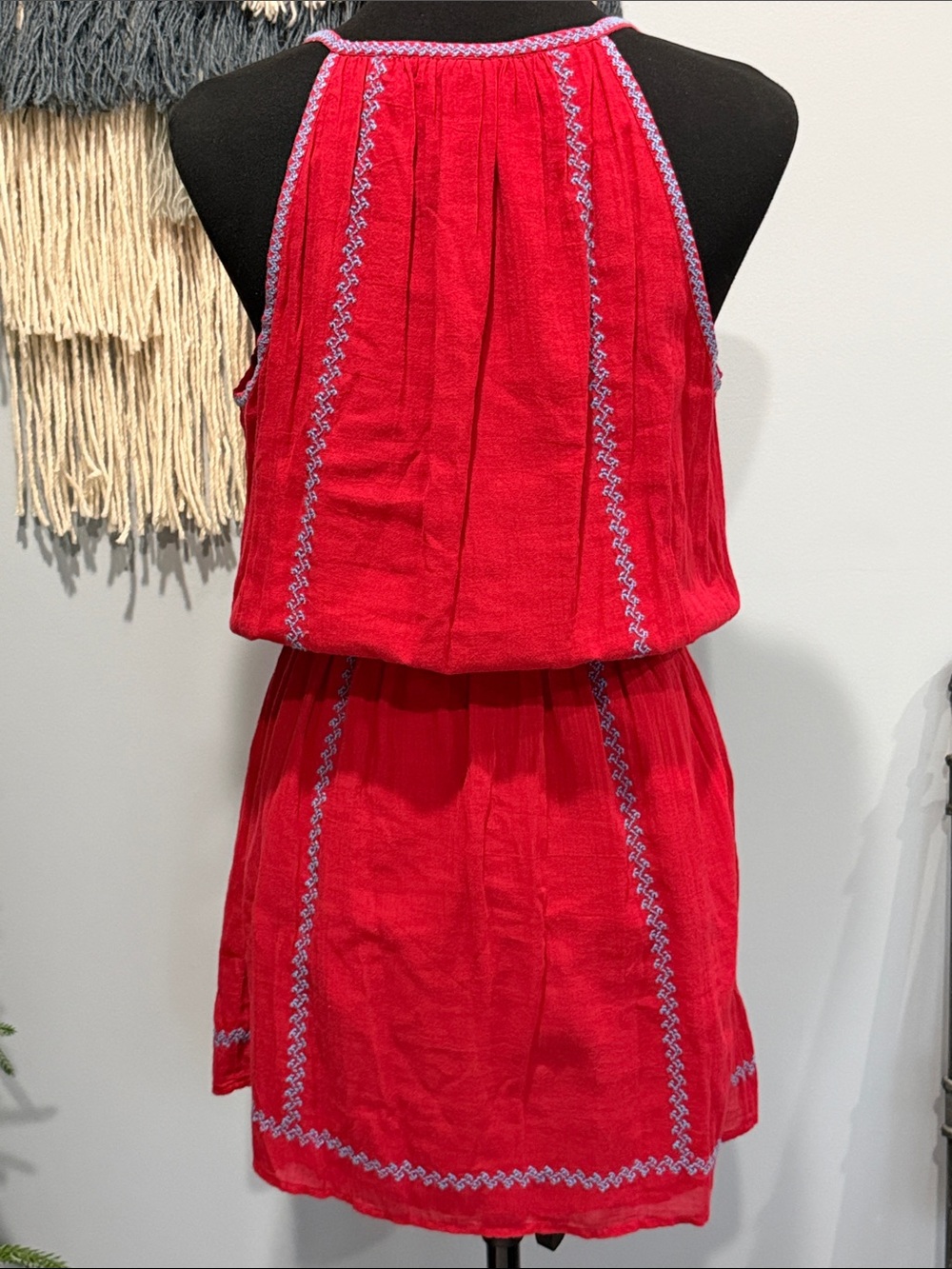 Joie Embroidered Boho Mini Dress Muted Red Size Small - Picture 7 of 11